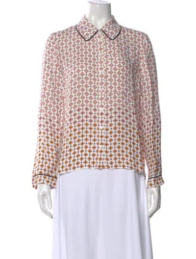 Pre-owned Maje Patterned Long Sleeve Blouse In White