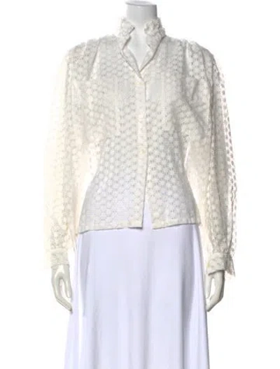 Pre-owned Maje Patterned Long Sleeve Blouse In White