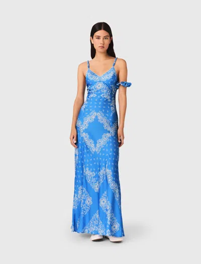 Maje Patterned Maxi Dress In Blue