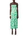 Maje Womens Bicolore Graphic-print Square-neck Woven Midi Dress In Ecru/green