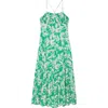 Maje Womens Bicolore Graphic-print Square-neck Woven Midi Dress In Ecru/green Floral Print