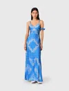 Maje Patterned Maxi Dress In Blue