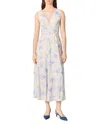Maje Patterned Maxi Dress With Lacing In Blue Flower