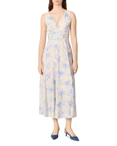 MAJE PATTERNED MAXI DRESS WITH LACING
