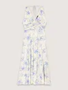 Maje Patterned Maxi Dress With Lacing In Imprime Fleur Bleue Fond Ecru