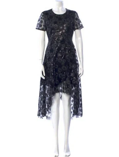 Pre-owned Maje Patterned Midi Length Dress In Black