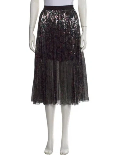 Pre-owned Maje Patterned Midi Length Skirt In Black
