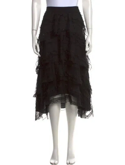 Pre-owned Maje Patterned Midi Length Skirt In Black