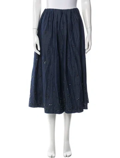 Pre-owned Maje Patterned Midi Length Skirt In Blue