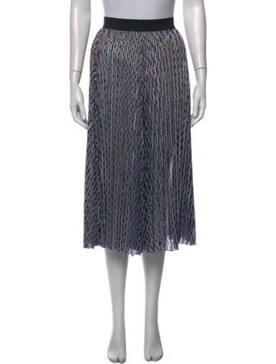 Pre-owned Maje Patterned Midi Length Skirt In Blue/metallic
