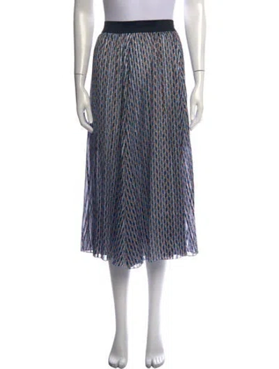 Pre-owned Maje Patterned Midi Length Skirt In Blue/metallic