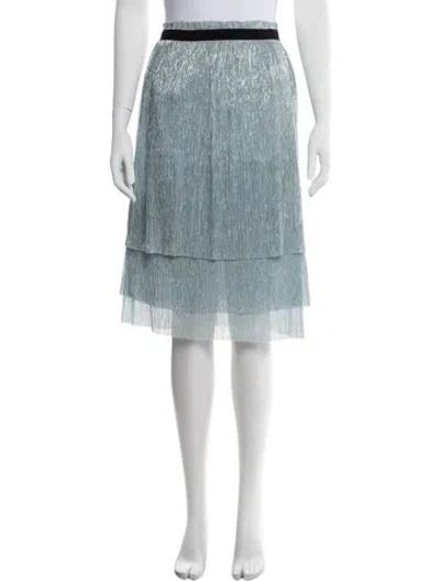 Pre-owned Maje Patterned Midi Length Skirt In Blue/metallic