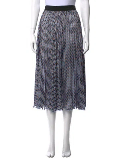 Pre-owned Maje Patterned Midi Length Skirt In Blue/metallic