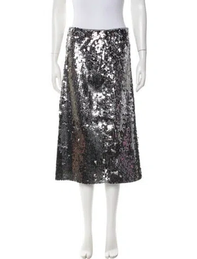 Pre-owned Maje Patterned Midi Length Skirt In Gray