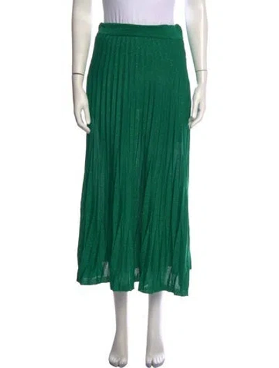 Pre-owned Maje Patterned Midi Length Skirt In Green/metallic