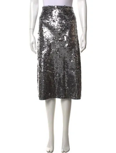 Pre-owned Maje Patterned Midi Length Skirt In Grey