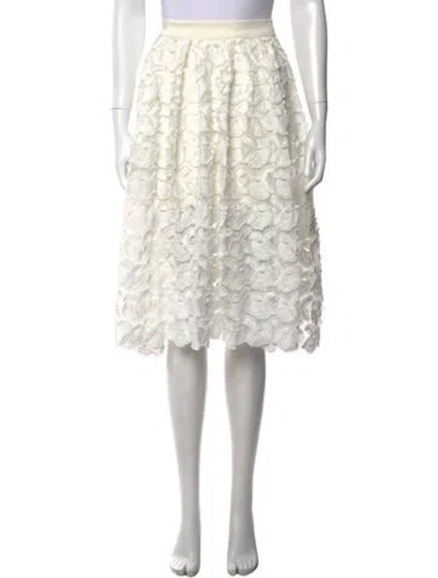 Pre-owned Maje Patterned Midi Length Skirt In White