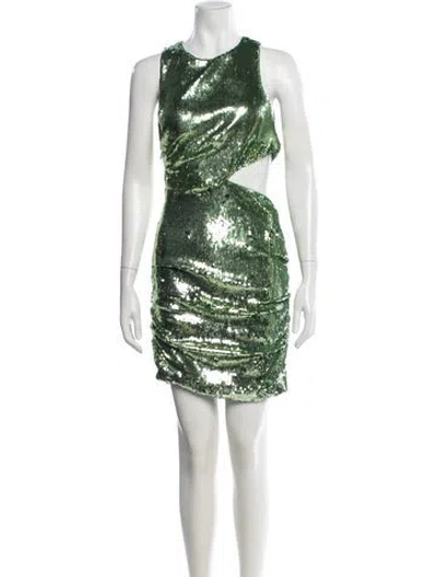 Pre-owned Maje Patterned Mini Dress In Green