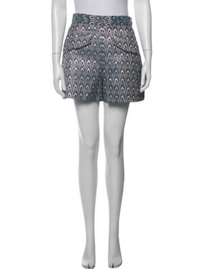 Pre-owned Maje Patterned Mini Shorts In Blue/metallic