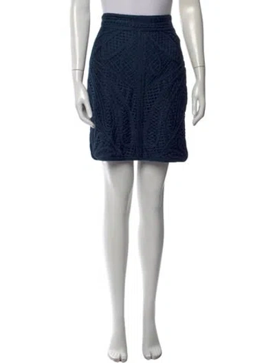 Pre-owned Maje Patterned Mini Skirt In Blue