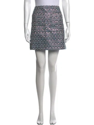 Pre-owned Maje Patterned Mini Skirt In Blue/metallic