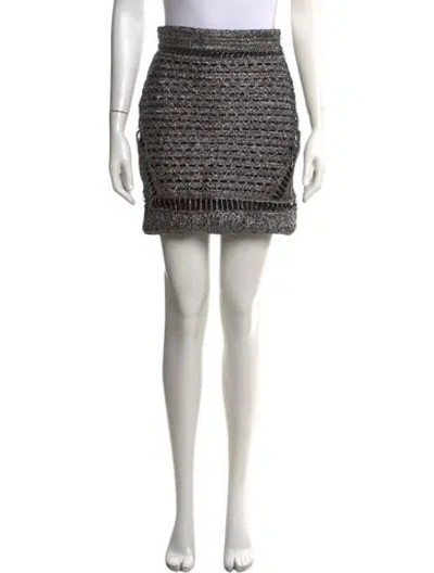 Pre-owned Maje Patterned Mini Skirt In Metallic/silver
