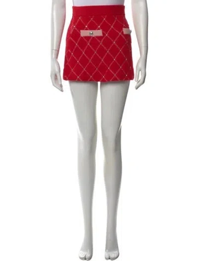 Pre-owned Maje Patterned Mini Skirt In Red