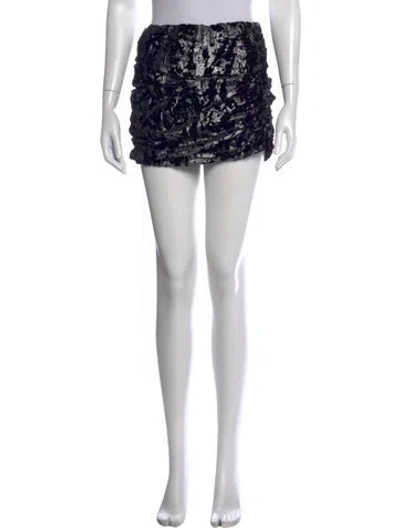 Pre-owned Maje Patterned Mini Skirt W/ Tags In Black/metallic