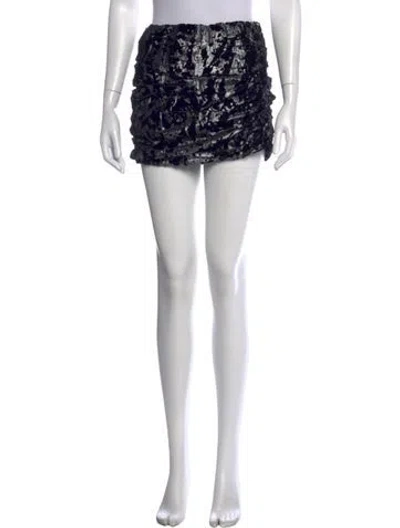 Pre-owned Maje Patterned Mini Skirt W/ Tags In Silver