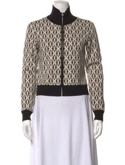 Pre-owned Maje Patterned Mock Neck Sweater In Neutrals