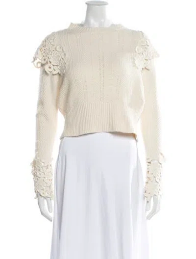 Pre-owned Maje Patterned Mock Neck Sweater In Neutrals