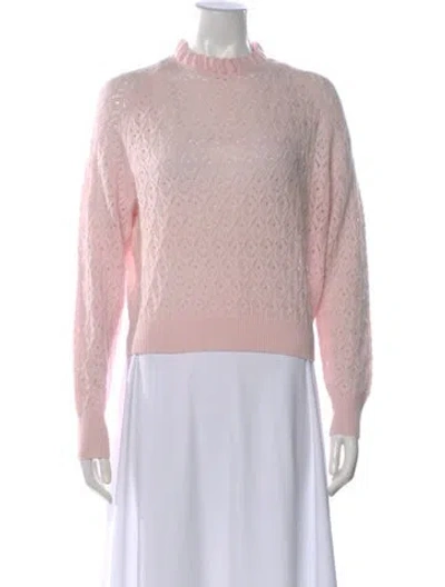 Pre-owned Maje Patterned Mock Neck Sweater In Pink