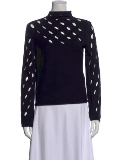 Pre-owned Maje Patterned Mock Neck Top In Black