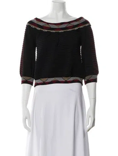 Pre-owned Maje Patterned Off-the-shoulder Top In Black