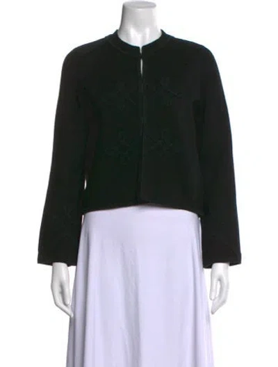 Pre-owned Maje Patterned Open Front Sweater In Black
