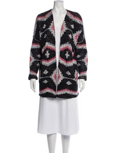 Pre-owned Maje Patterned Open Front Sweater In Black