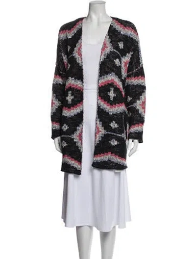 Pre-owned Maje Patterned Open Front Sweater In Blue