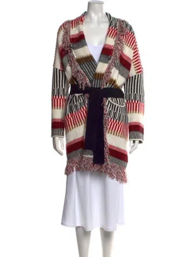 Pre-owned Maje Patterned Open Front Sweater In Multi