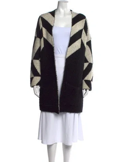 Pre-owned Maje Patterned Open Front Sweater In Multi