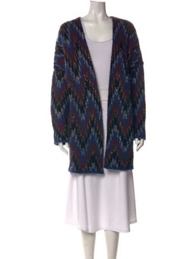 Pre-owned Maje Patterned Open Front Sweater In Multi