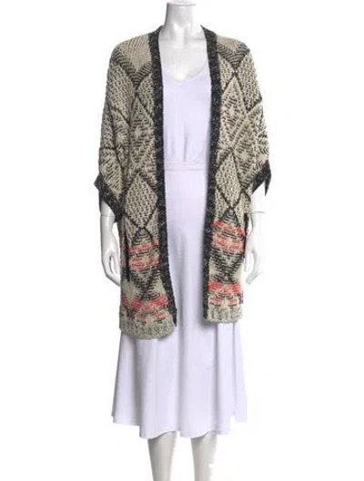 Pre-owned Maje Patterned Open Front Sweater In Neutrals