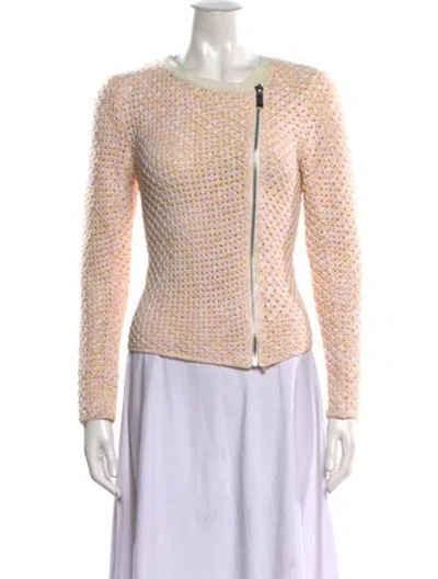 Pre-owned Maje Patterned Open Front Sweater In Neutrals