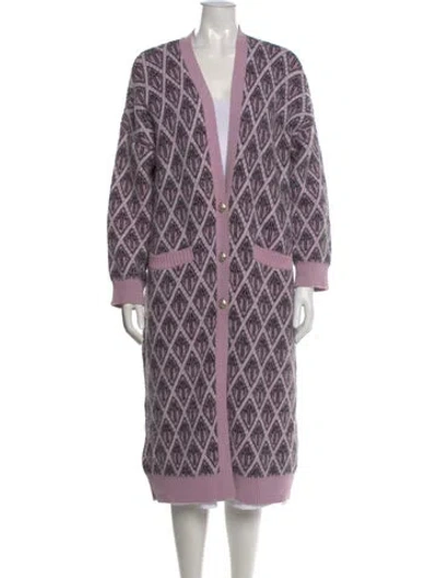 Pre-owned Maje Patterned Open Front Sweater In Pink