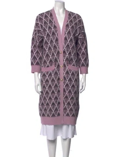 Pre-owned Maje Patterned Open Front Sweater In Pink
