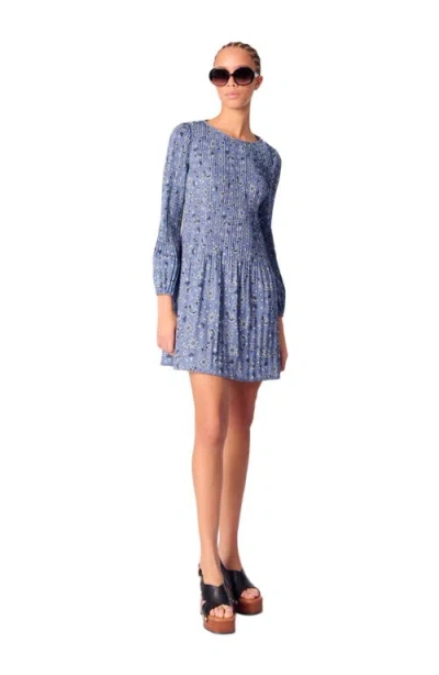 Maje Patterned Pleated Dress In Blue Bandana Print