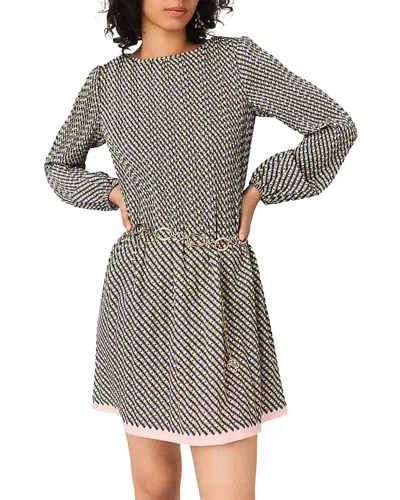 Maje Patterned Pleated Dress In Green