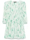 Maje Patterned Pleated Mini Dress In Green