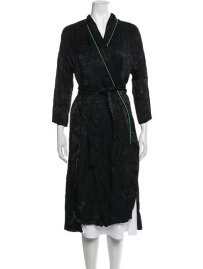 Pre-owned Maje Patterned Robe In Black/blue