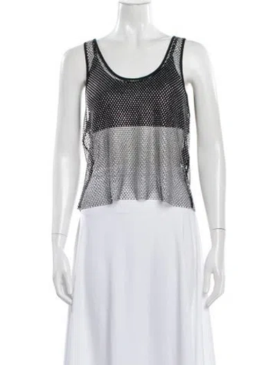 Pre-owned Maje Patterned Scoop Neck Top In White