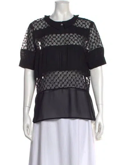 Pre-owned Maje Patterned Short Sleeve Blouse In Black